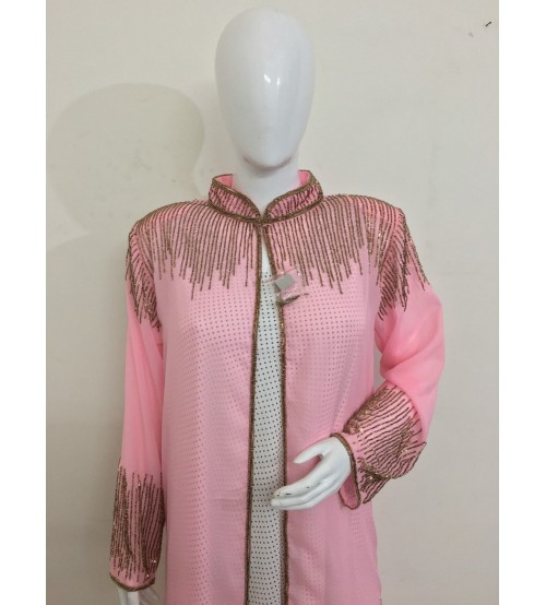 Baby Pink Long Front Open Poncho